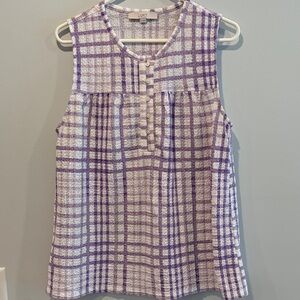 Brand new without tags LOFT Lavender Checkered Sleeveless Blouse